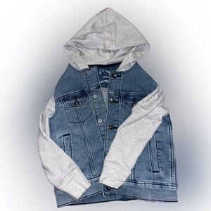 art class Denim Jacket with Gray Hood and Sleeves